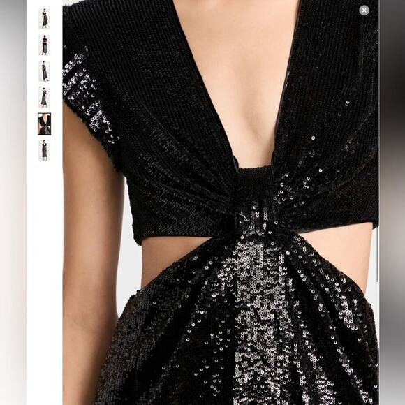 NWT A.L.C. Alexis Black Sequin Cutout Dress Size 2 - Picture 4 of 14